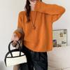 Suéter Pulóver de Ganchillo Simple con Mangas Raglán Pequeñas para Mujer Estilo Coreano Cuello Redondo Borde Enrollado Otoño e Invierno Nuevo Suéter Holgado de Color Sólido