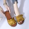 Pantuflas de verano 2020 para mujer, sencillas, de color liso, con orejas de madera, para exteriores, planas, informales