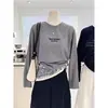Camiseta de manga corta para mujer, estilo nuevo 2026, con cuello redondo, moderna, versátil, elegante y adelgazante, hecha de algodón 100% acanalado, perfecta para otoño