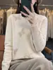 Gola alta meia-calça peça de primeira linha borboleta de strass cor sólida base justinha para emagrecer para o trabalho Andy veludo confortável quente suéter de tricô