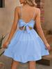 Ropa de Mujer Amazon 2025 Nuevo Estilo Resort Sexy Lazo Color Sólido Falda de Tirantes con Dobladillo Ancho Falda de Playa Sanya