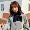 Bufanda de Invierno para Mujer con Cuello Cruzado de Felpa, Nuevo Viento Cálido a Prueba de Viento, Costuras de Lazo, Imitación de Pelo de Conejo Dulce Lindo