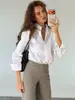Camisa Feminina Slim Fit de Manga Longa com Listras Finas e Gola Dobrável, Cardigã Casual Estilo Europeu e Americano, Outono/Inverno 2026