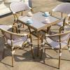 Mesa y silla de ratán para exterior, combinación para cafetería, villa, patio, jardín, mesa de centro pequeña, terraza, exterior, ocio, silla de ratán para exterior.