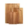 Tabla de cortar de madera para cocina del hogar con canaleta para jugos, tabla para picar carne, tabla de cortar portátil de madera maciza de acacia