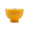 Caneca Cerâmica Amarelo Limão em Formato de Flor com Detalhes Dourados, Caneca de Pé Alto, Caneca de Chá com Cor Sob Esmalte, Caneca de Mestre Novo Estilo Chinês, Cor Tradicional Chinesa