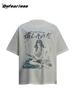 Camiseta de manga corta con cuello redondo y estampado retro de dibujos animados de estilo americano para hombre y mujer, estilo vintage holgado de marca de moda de verano para parejas.
