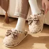 Nuevas Pantuflas de Algodón Vintage con Lazo para Invierno 2026 para Mujer, Pantuflas de Felpa de Moda para el Hogar para Parejas de Hombres