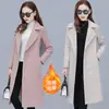Abrigo de Lana Cálido para Otoño Invierno Mujer Longitud Media Simple Manga Larga Abrigo de Lana para Mujer Largo