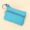 Billetera pequeña de color sólido de piel de vaca de capa superior, monedero portátil, mini ultra-delgada de cuero con cremallera, monedero para mujer, venta directa de fábrica