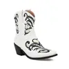 Nuevas Botas de Mujer Otoño/Invierno 2026 Moda Europea Americana Tacón Grueso Punta Cuadrada Bordado Bordado Tradicional Botines sin Cordones Simples Comercio Exterior