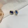 Qingdao Jewelry Argola de Prata S925 Versátil Bloqueio de Cores Forma Geométrica Irregular Brincos Criativos para Mulheres Assimétricos