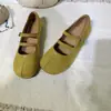 Sapatos Mary Jane Femininos Retro Francês de Couro Macio com Bico Diviso Outono e Verão 2026 Planos de Couro Genuíno Moda Versátil de Boca Rasa