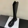 Botas longas de cano alto com sola grossa super macias, botas de montaria para outono e inverno com forro de fleece e corte em V para afinar, que vão acima do joelho