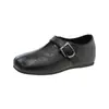 Zapatos de cuero de punta cuadrada 2026 moda corte profundo nuevo estilo europeo y americano que aumenta la altura para mujer, zapatos sencillos de una sola pieza con hebilla de cinturón para otoño