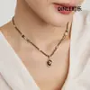 Collar de Cobre con Piedra Ojo de Tigre de Lujo Ligero en Serie de Colores Maillard, Exquisito Collar de Perlas para Suéter, Perfecto para Primavera