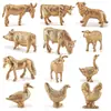Simulação Transfronteiriça Mini Fazenda Aves Galinha Pato Ganso Vaca Ouro Animal Pequeno Modelo em Miniatura Ornamentos de Mesa de Areia Atacado