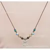 Collar de Cuentas Cerámicas en Forma de Corazón para Mujer Nuevo Estilo Chino Retro Cuerda Trenzada Gargantilla Estilo Chino Zen Hanfu