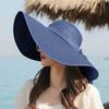 Sombrero de playa Sanya con sombrilla de alero grande de verano para mujer, sombrero de paja con lazo, protector solar, sombrero de sol plegable para playa de verano
