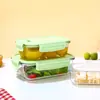 Fiambrera de Vidrio para Calentar en Microondas, Refrigerador, Compartimento para Verduras, Fiambrera para Oficinistas, Compartimento para Frutas