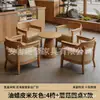 Juego de mesa y sillas casual, una mesa y dos sillas, juego de tres piezas, sillón individual pequeño para balcón, adecuado para casa de huéspedes y hotel, en estilo madera natural