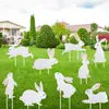Letrero decorativo de Pascua con huevos y conejos para jardín exterior, impermeable y resistente al sol, hecho de tablero hueco de PP, personalizable