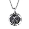Collar San Miguel Colgante de Acero Inoxidable para Hombres y Mujeres Medalla del Arcángel Miguel con Grabado ST MICHAEL PROTECT US Regalo de Protección Espiritual Incluye Cadena de 24 Pulgadas