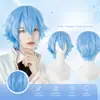 Peluca de Amazon para cosplay de anime, cabello sintético corto rizado de color recogido para hombres y mujeres, peluca de cabeza completa