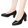 Saltos altos para mulheres que não cansam os pés após ficar muito tempo em pé, adequados para entrevistas de trabalho, sapatos de trabalho pretos, plataforma impermeável, salto grosso, sapatos de mãe confortáveis