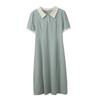 Vestido de Color Bloque con Cuello Polo para Mujer Tallas Grandes Inno, Nuevo Estilo de Verano, Ceñido a la Cintura, Vestido de Longitud Media que Reduce la Edad 222191
