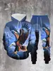 Conjunto de Duas Peças com Moletom Esportivo Masculino Estampado em 3D com Padrão Animal para Esportes ao Ar Livre e Lazer Traje Esportivo Bonito