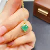 Atacado de Fábrica Popular Pingente de Esmeralda Natural Prata S925 Inlaid Pedra Principal 7*7 Joias de Luxo Venda Direta da Fábrica