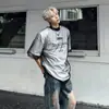 Camiseta de Malla para Hombre de Manga Corta Falsa de Dos Piezas Verano Americana Guapo Marca de Alta Gama de Moda Diseño de Nicho Hombrera Media Manga