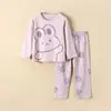 Conjunto Casa Algodão Puro Fino Estilo Coreano Roupas de Casa para Meninas Gola Redonda Manga Longa Pijama Infantil Masculino Classe A Verão