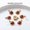 Alta Retención de Color Chapado en Cobre 24K Oro Real Accesorios de Ágata Roja Piezas para Joyería DIY Calabaza de Loto Productos Semi-Terminados Venta Directa de Fábrica