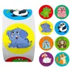 Rollo Autoadhesivo Transfronterizo de 500 Hojas de Lindas Pegatinas de Animales de Dibujos Animados 2.5cm Pegatinas Pequeñas de Tigre y Panda para Estudiantes