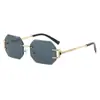 Nuevas Gafas de Sol Poligonales Sin Marco 2026 para Hombres y Mujeres, Bisagra de Metal Moderna, Cristales Degradados, Gafas de Sol de Moda con Protección Solar