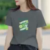 Moda Feminina Verão 2026 Algodão Puro Azul Marinho Solta Gola Redonda Manga Curta Camiseta Casual Atacado Camisa Básica