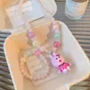 Acessórios Infantis Meninas Desenho Animado Princesa Conjunto de Colar e Pulseira com Contas Colar com Pingente de Menina Acessórios de Joias para Bebê