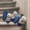 Pegatinas de arte de uñas blancas con diseño de cruz retro metálico y2k de chica picante, en relieve 3D, decoraciones de uñas DIY de alta gama, plateado