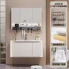 Nuevo Panel de Puerta Pintado de Madera de Caucho Yida con Luz Ambiental Combinación de Gabinete de Baño Lavabo Integrado de Cerámica Gabinete para Lavabo