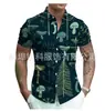 Camisa Masculina Casual de Verão Americana Solta com Manga Curta Havaiana para Praia Resistente a Amassados Sem Ferro