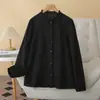 [Especial] Mais de 100kg Plus Size Outono Nova Elegante Artística Gola de Renda Camisa de Manga Longa 0966