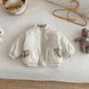 Jaqueta Infantil Espessa Dupla Face 2025 Nova Inverno Meninas Jaqueta de Algodão Bordada Desenho Animado Meninos Tops de Inverno da Moda