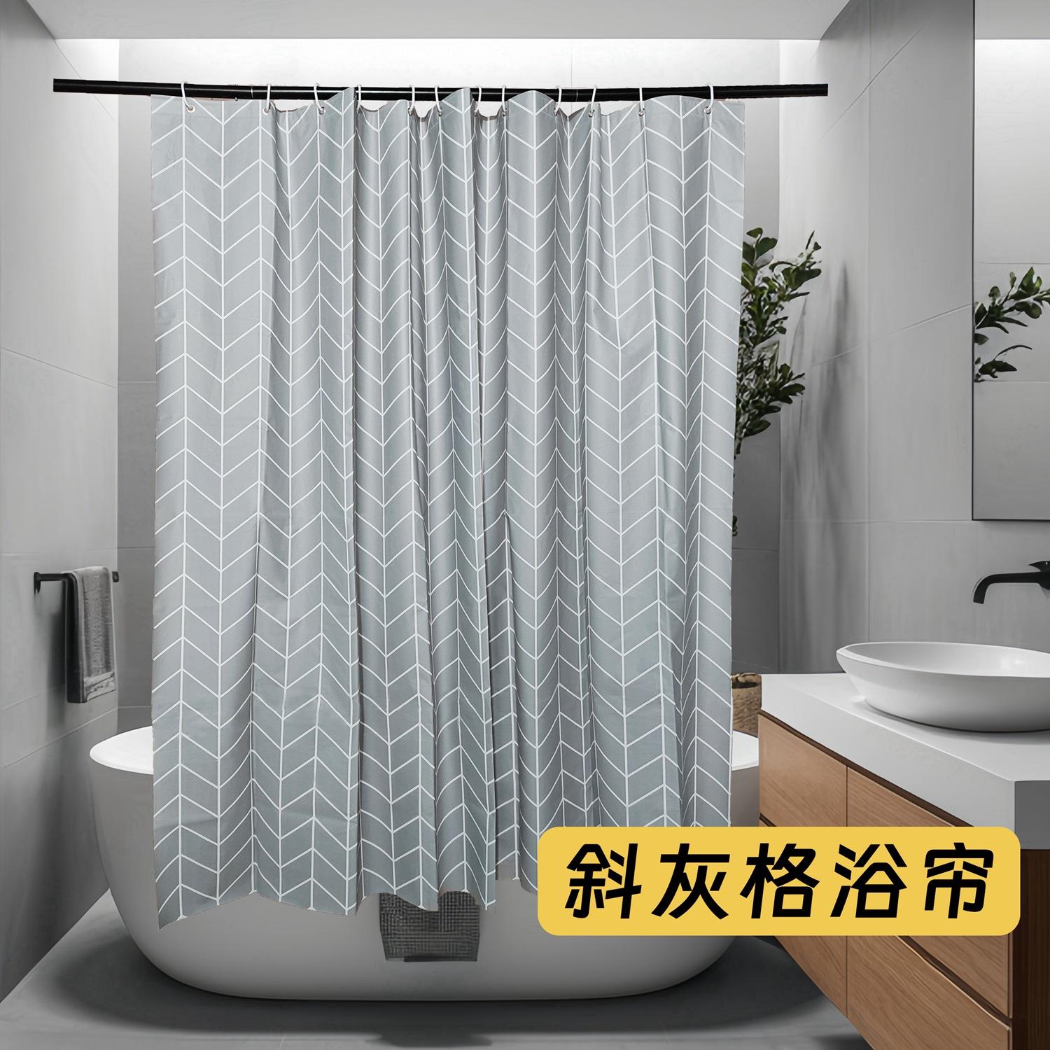 亚马逊加厚印刷浴帘免打孔