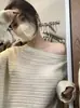 Elegante top de punto sin hombros, top elegante de manga larga para otoño 2026 para mujer