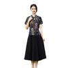 Vestido de verano fino para madre, nuevo, falso, de dos piezas, de longitud media, estilo occidental, cheongsam, falda de manga corta para mujeres de mediana edad y mayores