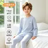 Conjunto de ropa de casa para niños de Modal Clase A de 100 piezas, estilo delgado, unisex, ropa para aire acondicionado, top y pantalones de otoño, pijama de seda helada