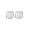 Pendientes Cuadrados Cepillados de Plata de Ley S925 para Mujer, Moda de Lujo Accesible Ropa de Trabajo, Pendientes Versátiles Elegantes Estilo Ins Nicho Simple