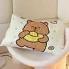 Funda de almohada cepillada de dibujos animados de capibara, individual, para estudiantes, neutral, de dormitorio, 48x74 cm, estampado infantil
